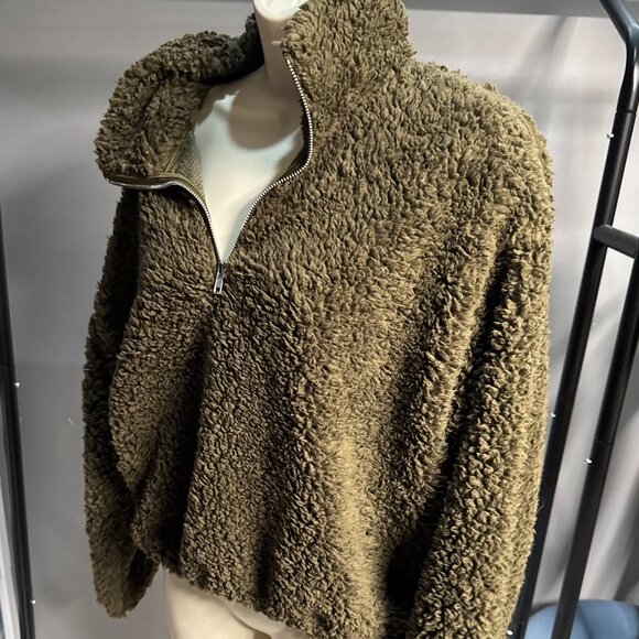 H&M Olive Green Sherpa Fleece Pullover NWT - Picture 5 of 11